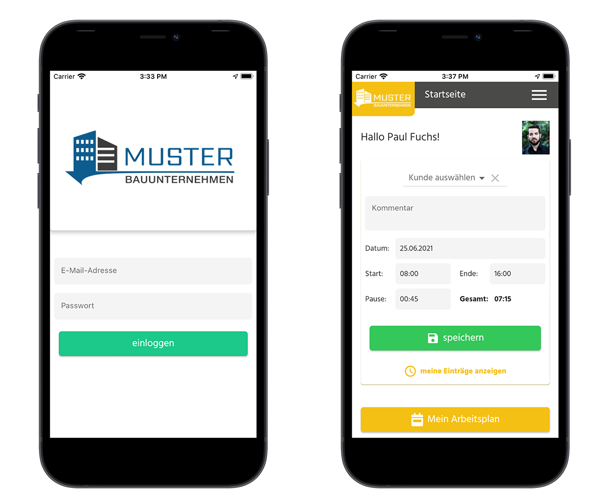 Beispiel-App eigene Firmen-App